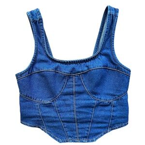 Cute little denim corset crop top jean shirt tank top